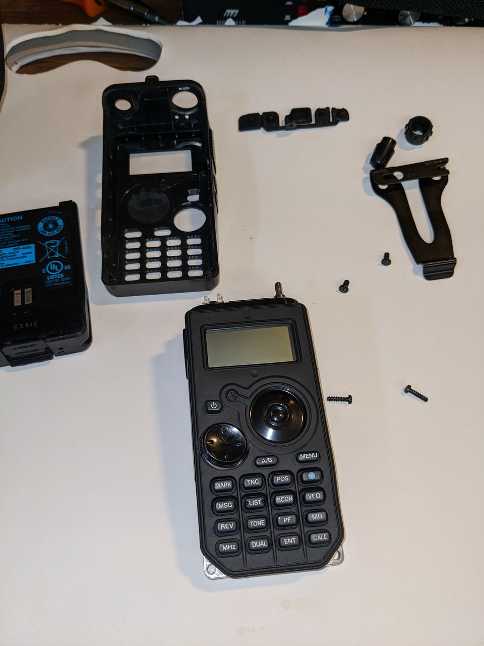radio with cover removed showing number pad.